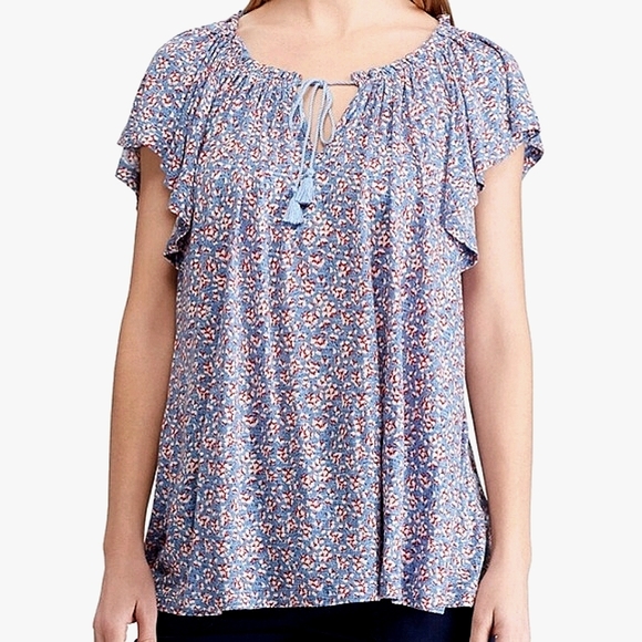 NWT Chaps Floral Peasant Tunic Top, S - Picture 2 of 6